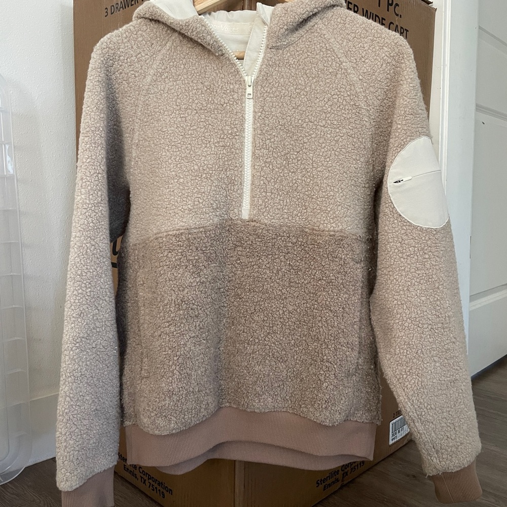 Cozy Beige Sherpa Hoodie